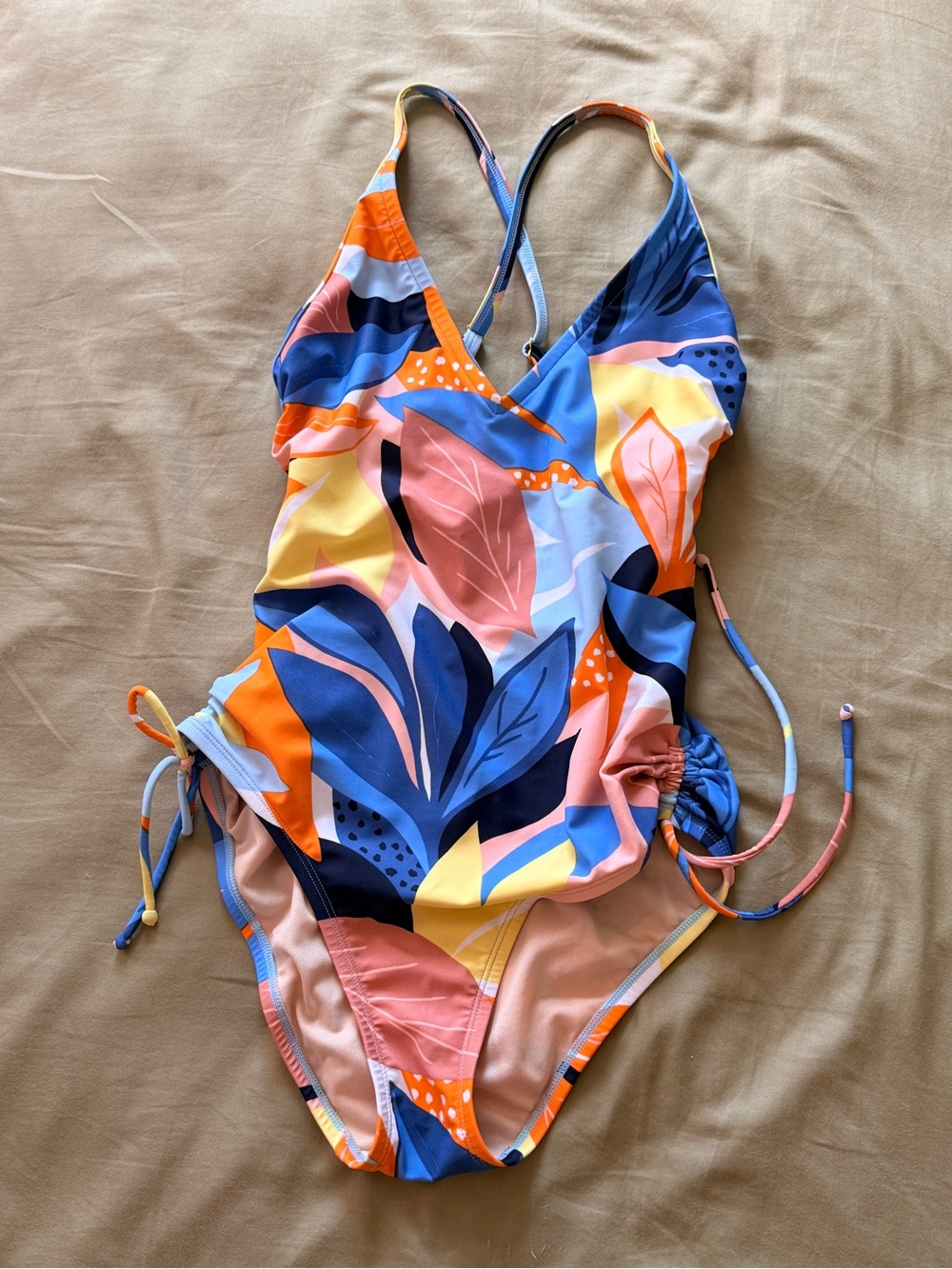 One-Piece Swimsuit - Vibrant Multi-Color Leaf Print